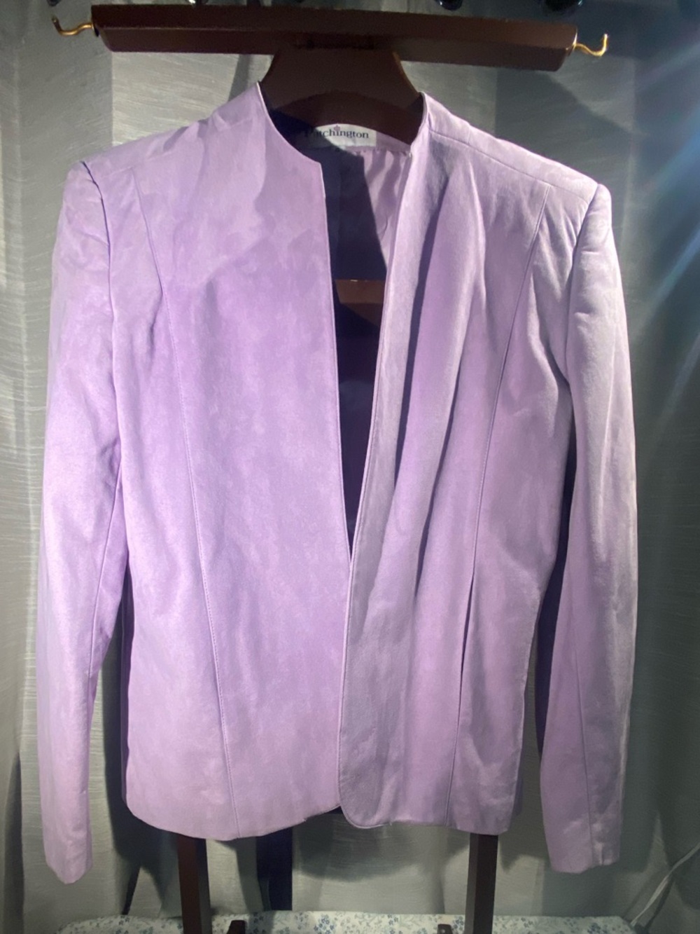 Patchington Lavender Collarless Suede Jacket